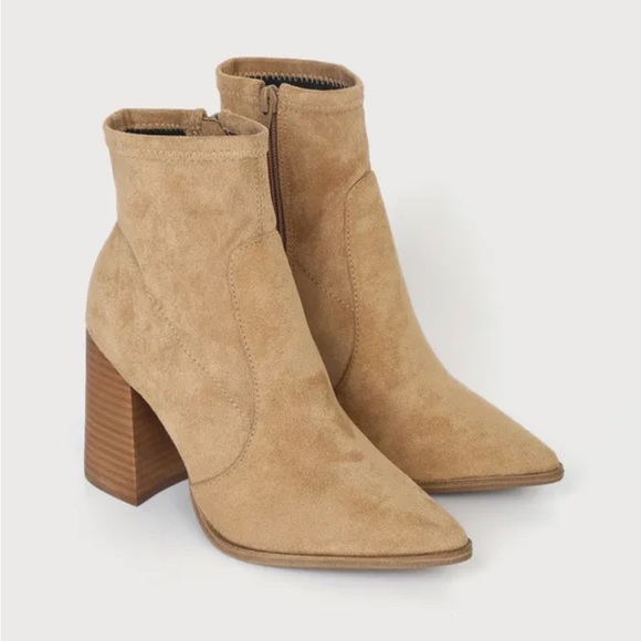 Steve Madden Touchdown Tan Suede Pointed-Toe Booties Western Ankle Boots 8.5 - Picture 6 of 10